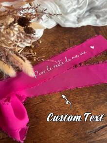 Custom-Designed Personalized Wedding Bouquet Ribbons - Floral Tapestries With Customizable Names And Dates, Suitable For Bridal Showers, Birthdays, Graduations - Made Of Polyester, With An Elegant Design, Ideal For Wedding Guest Gifts And Celebratory Decorations, Exquisite Style And Fine Workmanship. - Multicolor - View 3