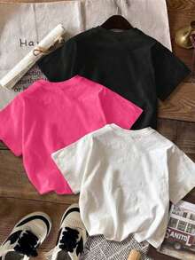 1 Loose-Fitting, Cropped, Round-Neck, Graphic BROOKLYN Print Short-Sleeve T-Shirt, Minimalist And Retro Style, Suitable For Summer. Women's. All Kinds Of Prints, Jacket, Round-Neck T-Shirt, Casual, For The Office, For Travel, Very Popular, Sporty Style, Print/Pattern, 100% Cotton T-Shirt, Casual T-Shirt, Comfortable, Soft, Breathable. The Latest Popular Bestseller - 白色 - 查看 2