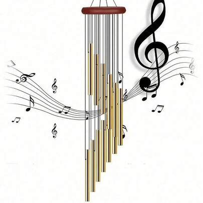 1pc Outdoor Aluminum Alloy 12-Tube Wind Chime, Outdoor Memorial Wind Chime, Holiday Decoration, Party Decoration, Home & Store Decor, Suitable For Outdoor Garden And Memorial Spaces, Holiday Decoration, Home Decor, Room Decor, Wall Decor, Birthday & Graduation Gift