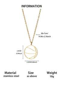 1 chiếc dây chuyền mặt dây rỗng lấy cảm hứng từ thể thao, mạ vàng 18K bằng thép không gỉ, hình quả bóng rổ, bóng đá, bóng chày, bóng chuyền, bóng bầu dục, phụ kiện, quà tặng cho người đam mê thể thao. - Vàng - Xem 13
