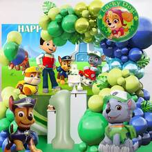 Green Paw Print Style Foil Number Balloons, Including Light Green, Green And Blue, Suitable For Birthday Party Decoration, Happy Birthday Balloon Set, Ideal For Adult Birthday Party Wall Decoration Balloon Set - View 14