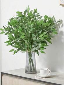 1 pieza/6 piezas 65cm Hojas de eucalipto artificiales, Ramas de eucalipto falsas, Adecuadas para DIY en pared, arreglo de escena, florero de sala de estar, dormitorio, decoración de boda y fiesta, decoración de mesa. Aplicable para decoración de otoño e invierno, hogar, cocina, boda, centro de mesa de comedor, oficina, jardín, decoración de Acción de Gracias al aire libre - Verde - Ver 2