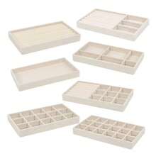 Velvet Jewelry Display, Exquisite Portable Jewelry Organizer, Storage Box for Rings, Earrings and Necklaces, Beige Organizer Trays - bandeja negra vacía - Ver 7