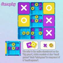 Upgraded Tic Tac Toe Game Set 2.0, Innovative Difficulty Enhanced Classic Game, 2‑Player Quick Battle, Kids Family Tabletop Interactive Game, No Batteries Required, Portable Strategy Brain Challenge Board Game For Party Gathering - Multicolor - View 8