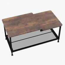 Techigher Coffee Table, Industrial Side Table, 2-Tier Living Room Table With Metal Frame & Mesh Shelf, Center Table For Home Office - Black - View 4