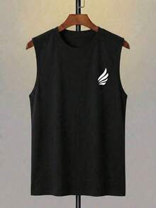 Camiseta de manga corta con cuello redondo y diseño sencillo para hombres - Rojo - Ver 2