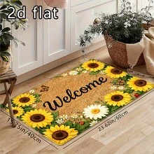 1pc/2pcs/3pcs Stylish Floor Mat With Sunflower And Butterfly Prints. It Is Sturdy, Stain Resistant And Machine Washable. Perfect Indoor Decor For Multiple Rooms, Pet Spaces As Well As Spring, Summer And Festival Scenes - Multicolor - View 16