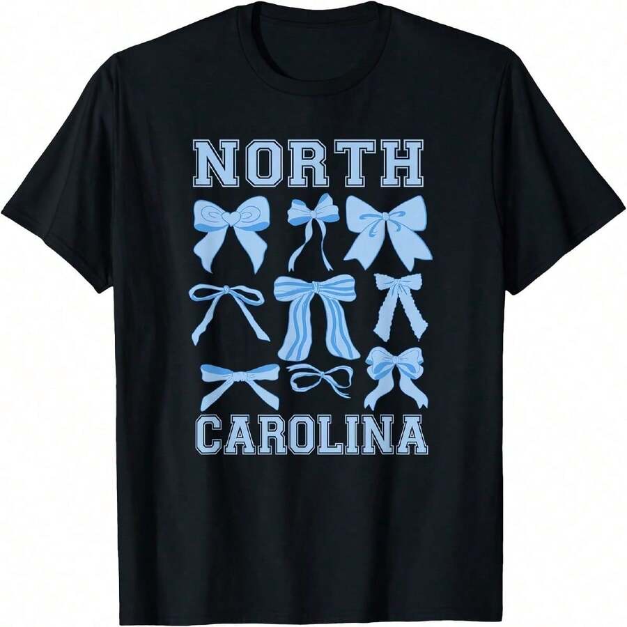 North Carolina Blue Coquette Bow Varsity Women T-Shirt - 黑色 - 查看 1