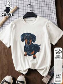 100% Cotton Short-Sleeved T-Shirt With Cowboy Rodeo Graphic Print, Soft Fabric, For Summer, Vacation Outfit, Travel Style, Beach Elegance, Minimalist White For Plus Size Women's Y2K Style Activewear, Round Neck, 100% Cotton, Soft Fabric, Short Sleeve. - 白色 3 - 查看 6