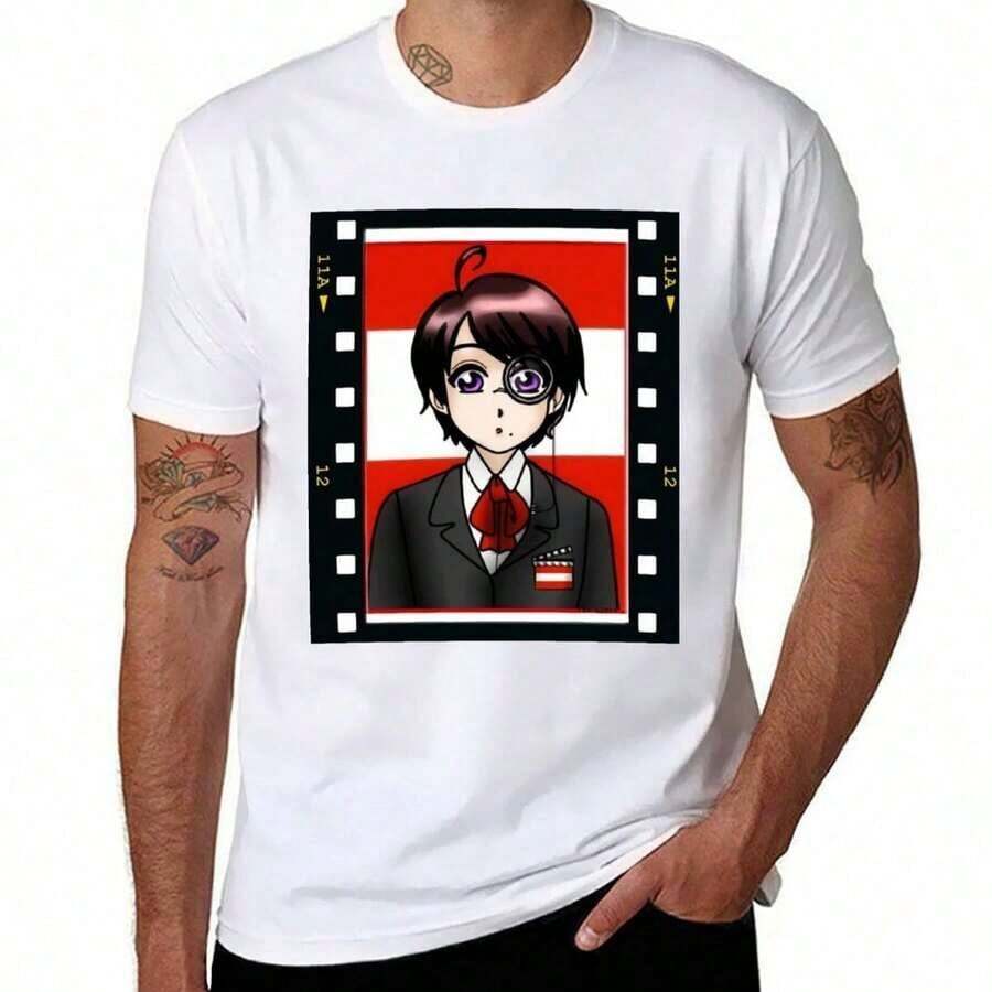 Camiseta Chibi Cinema-Austria, camiseta esencial, camiseta de hombre, camiseta lisa. - Blanco - Ver 1