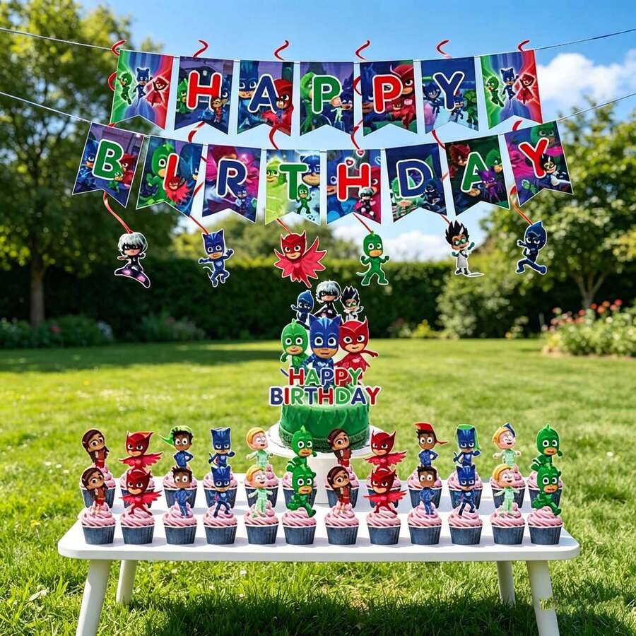 1 pieza Suministros de decoración para fiesta de cumpleaños con tema de superhéroe, bandera decorativa de fiesta, regalo para Año Nuevo, Día de San Valentín, Pascua [Estilo aleatorio] - Multicolor - Ver 1