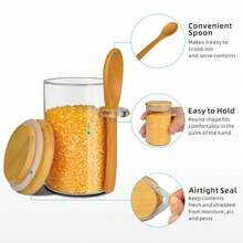 4-Piece Set Sealed Food Storage Containers For Kitchen And Fridge Organization, Large Size - Perfect For Rice, Pasta, Tea, Nuts And Coffee Beans - Dishwasher , Includes 4 Wooden Spoons - Clear - View 10