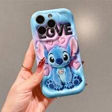 Disney Stitch Phone Case, Official Disney Lilo & Stitch Character Design, Love-Themed Stitch With Hearts And "LOVE" Text Protective Cover. Compatible With IPhone 17, 16, 15, 14, 13, 12, 11 Pro Series, Featuring Stitch In A Pink Plush Hoodie Surrounded By Hearts On A Bubblegum Pink Background, Perfect For Disney Fans And Stitch Lovers To Showcase Their Favorite Character, Ideal For Birthdays, Holidays, Anniversaries, Graduation Gifts, Or Any Special Occasion To Surprise Family, Friends, Classmates, And Loved Ones. - 白色 - 查看 2