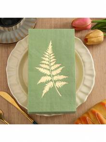 20/40/60 chiếc khăn ăn màu xanh lá cây nhạt, kích thước 12.99*15.74 inch, khăn giấy dùng một lần in lá vàng, khăn ăn gấp gọn, thích hợp cho tiệc sinh nhật, đám cưới, tiệc tùng. - Xem 2