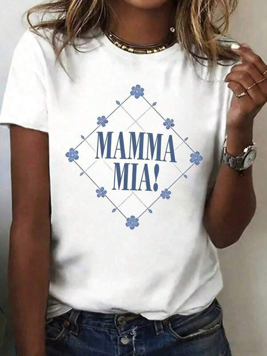 Kläder för flickor och pojkar till skolavslutningen, 100% bomulls-t-shirt för kvinnor, italiensk opera & Mammas Mias! Musikinspirerad design med Mammas Mias! Logotyp & Låttitlar Storlek 2Y-10Y, S-XXXL, Dam T-shirt, Kläder för flickor, Kläder för pojkar, Herrkläder, Perfekt present till skolavslutningen och Haitisk flaggdag, Världsmiljödagen, Fars dag, Matchande kläder för föräldrar och barn - Vitt - Visa 1