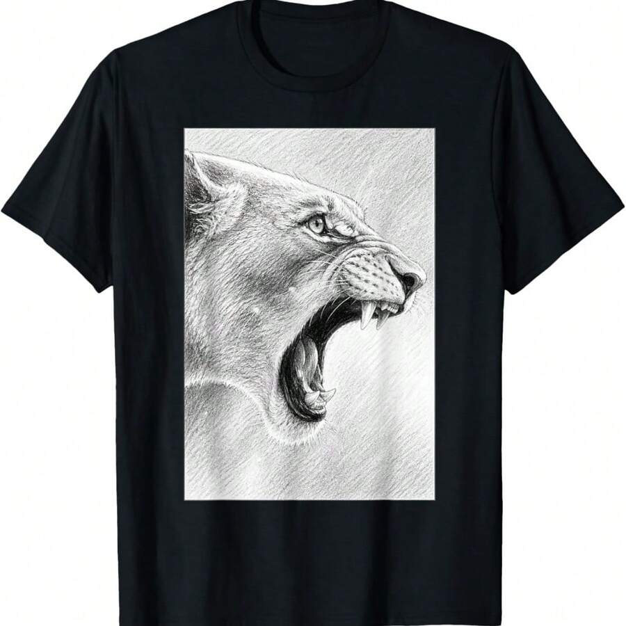 Funny Lion Monkey Meme Brainrot Rage Bait Tee T-Shirt - Black - View 1