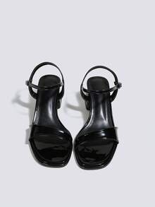 Giày sandal cao gót nữ màu đen thời trang, thoải mái, tối giản, đa năng, có quai, gót dày, đế vuông, khóa cài, hở gót, thích hợp cho hoạt động ngoài trời. - màu đen - Xem 2