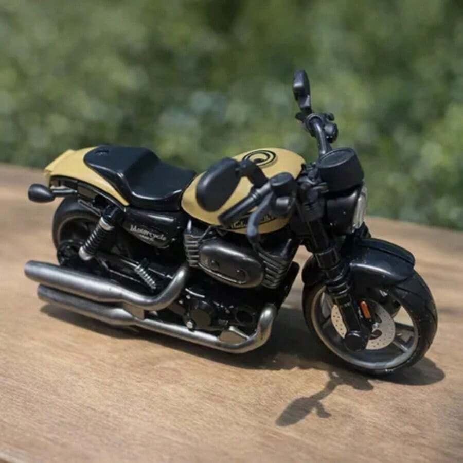 Miniature Diecast Motorcycle Toy For Children And Collectors With Sound, Light, And Friction - Motorcycle Travel Bege - View 1