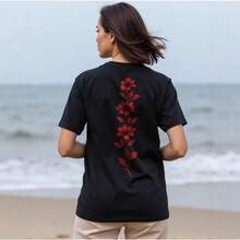 Camiseta de manga corta 100% algodón, estilo europeo y americano de verano, holgada y versátil, cómoda y favorecedora, de corte oversize, prenda única para mujer. - Blanco - Ver 2