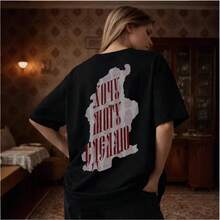 Camiseta de manga corta 100% algodón puro, estilo americano, única y moderna, versátil, popular, moda de nicho, estampado dulce, prenda superior. - Blanco - Ver 4