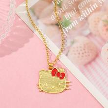 1 pieza Collar con colgante de Hello Kitty de Sanrio, collar elegante y lindo con dije de Kitty hueco de cristal - Unitalla - Ver 11