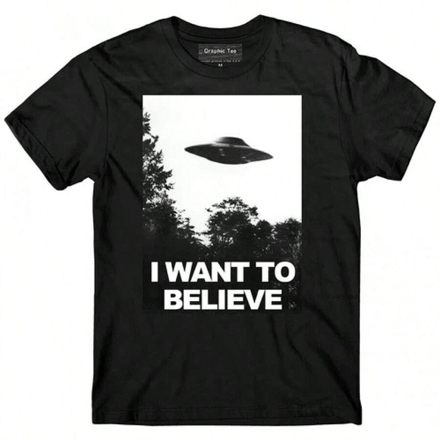 UFO t-shirt, I want to believe t-shirt, glow in the dark, Area 51 t-shirt, Alienblusas para mujer playeras de mujer vestidos casuales para mujer y2k playeras deportivas para mujer verano camisetas ropa de mujer Fashion Perfect For Daily - Negro - Ver 1