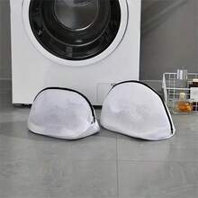 1pc White With Black Zipper Shoe Washing Bag, Shoe Storage Bag, Household Shoe Washing Bag, Shoe Washing Filter Net Bag, Laundry Bag, Washing Machine Filter Bag, Anti-Deformation Laundry Bag, Anti-Entanglement Laundry Bag, Anti-Stain Laundry Bag, Travel Shoe Storage Bag, Suitable For Dresses, Pants, Shoes, Jeans, Boots, Suitable For Spring And Summer, Minimalist Style - A - View 2