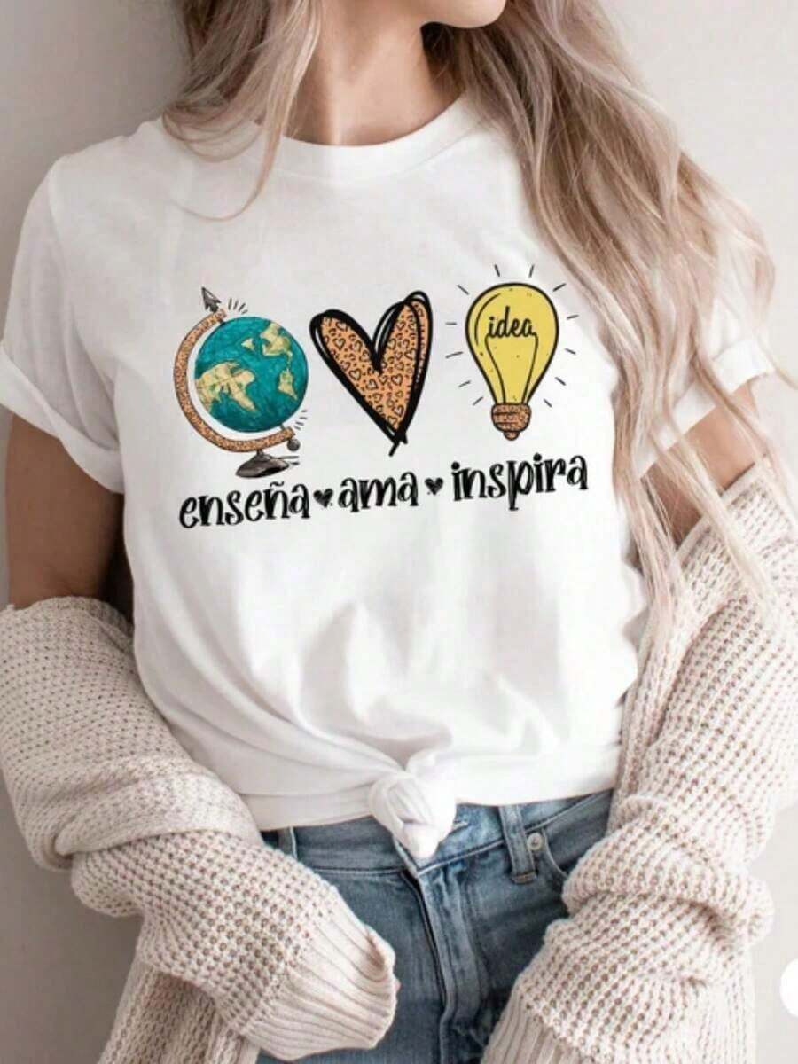 1 pieza de camiseta gráfica con la Biblia en español, sudadera con capucha "El Tiempo De Dios Es Perfecto", sudadera en español, regalo para ella, camiseta floral, 180g 100% algodón. - Blanco 6 - Ver 1