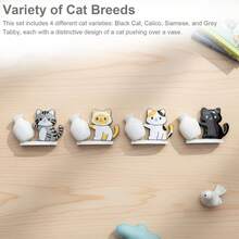猫须冰箱贴，可爱猫咪推花瓶造型，背面强力磁铁，多功能猫须收集器，宠物毛发收纳，小花瓶，温馨宠物纪念品，可牢固吸附便签和照片，适合爱猫人士、猫爸猫妈、宠物主人，个性化家居、厨房、办公室装饰，白板、橱柜、磁性板，生日、圣诞节、乔迁礼物，圣诞节交换礼物，宠物纪念品 - 彩色 - 查看 3
