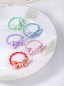 10pcs Jelly Transparent 3D Butterfly Hair Accessories Scrunchies, Elastic Hair Ties, Colorful Hair Bands For Ponytail - Multicolor - View 6