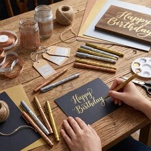 12pcs Metallic Color DIY Craft Markers, Mixed Colors, Quick Dry Oil-Based Pens Suitable For Cards, Labels And Home Decor, Random Colors - A - View 5