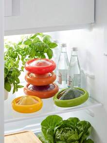 4/8pcs Clear Silicone Sealed Storage Box, Fruit Vegetable Saver With Lid For Onion Half, Reusable Fridge Container, Leak-Proof Food Preservation Box For Kitchen Refrigerator - Red + yellow + green + brown - 查看 6