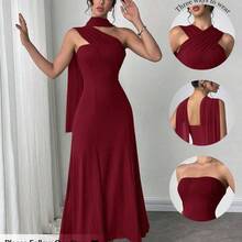Women's New Casual Elegant Mint Green Ribbon Backless Dress, There Are Three Ways To Wear It, You Can Match It With Different Outfits, Suitable For Daily Casual Outings, Beach Vacations, Garden Parties And Other Occasions/Pride Outfits Women/Acation Outfits Woman/Birthday Dress/Teacher Outfits For Women - Amarillo - Ver 11