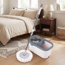 1 Set Large Rotating Hands-Free Mop Bucket With 4 Mop Heads. This Home Mop Bucket Set Has An Automatic Dehydration Function, Suitable For Bathroom, Living Room, Kitchen And Various Rooms, An Essential Helper For Every Household. - Multicolor - View 6