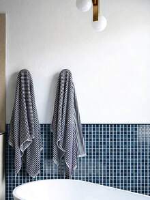 WoStick Giấy dán tường DIY vân nổi chống nước 10"X10", gạch ốp bếp tự dính, gạch vuông nhỏ trang trí, nhãn dán gạch mosaic ombre xanh Bắc Âu - ca rô màu chàm - Xem 8