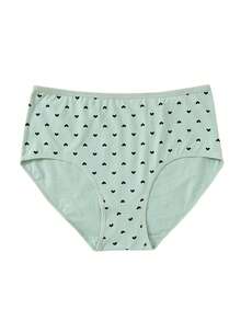 5pcs Pack Heart Print Cotton High Waist Plus Size Panties For Women - Multicolor - View 3