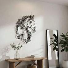 1pc, Galloping Horse Metal Line Sculpture - 40cm/15.75in - Modern Laser Cut Metal Wall Decor - Iron Wall Art, Indoor/Outdoor Home Yard Balcony Decoration - Elegant Wall Hanging Ornament - Barn Entrance Metal Decor - Western Enthusiast Gift - Black - View 6