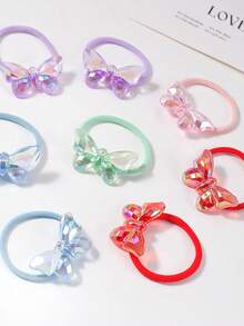 10pcs Jelly Transparent 3D Butterfly Hair Accessories Scrunchies, Elastic Hair Ties, Colorful Hair Bands For Ponytail - Multicolor - View 8