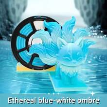 半透明彩虹漸層 PETG 3D 列印耗材 1.75mm，高端 3D 列印材料，99.9% 相容 FDM 印表機，鮮豔多色效果，真空密封防潮包裝，1kg 捲盤，創意專案適用，附隨機顏色 5m 樣品捲 - 漸層色 - 查看 9
