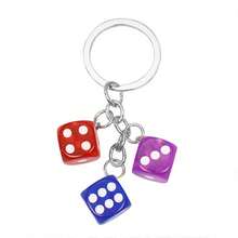 1pc Fashionable Multi-Color Dice Combination Keychain, Street Style Lightweight Portable Keyring Decoration, Practical Small Gift For Friends Birthday, Unisex - Multicolor - View 12