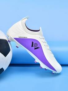 MINGBIN 1 Pair Women's Soccer Shoes, Low-Top Competition & Training Shoes, Outdoor Natural Grass, Youth American Football Shoes, Professional Sports Shoes, PU Front Lace-Up, AG/FG Long Cleats - White - View 7