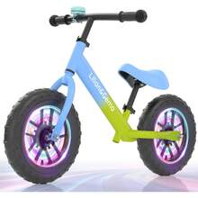 Lilian & Gema Bicicleta de Equilibrio para Niños con Iluminación Colorida, 12'' para Niños de 2 a 5 Años con Asiento y Manillar Ajustables, Regalo de Bicicleta para Niños y Niñas - Azul - Ver 11