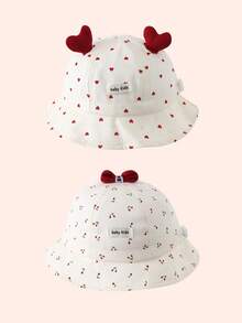 1pc Heart & Bow Baby Sun Hat, Spring/Summer Baby Girl Outdoor Visor Cap, UV Protection Bucket Hat - Multicolor - View 14