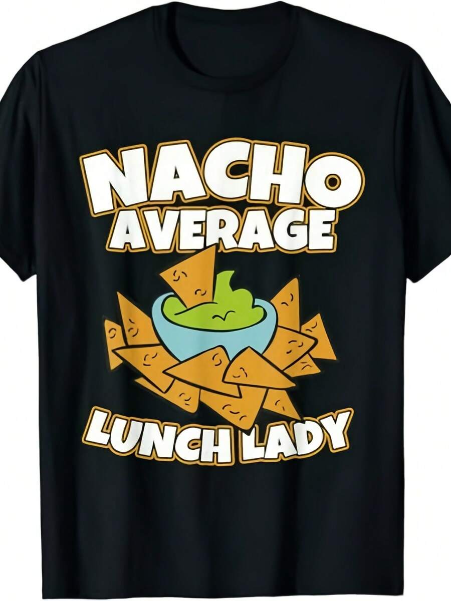 Regalo para las señoras del comedor, trabajadoras de la cantina, camiseta para las señoras del comedor escolar| Camiseta estampada de manga corta para el verano 2025, 220G puro, cuello redondo, corte regular, adecuada para todas las estaciones, estilo vintage. - Negro - Ver 1
