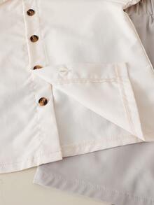 Young BoySimple Solid Color Shirt, V-Neck Vest And Stylish Pocket Pants Set - Apricot - View 7