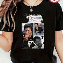 Camiseta Negra para Mujer con Estampado de Chayanne Fotos y Nombre Artista Diseño Musical Popular para Fans de Bachata y Romance - Negro - Ver 7