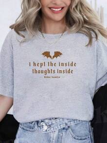 Estilo oversize adecuado para mujeres, Ridoc Dejo mis pensamientos interiores dentro de la camiseta, Camiseta Ridoc Onyx Storm, Libro de la Cuarta Ala, Caballero Dragón, Camiseta Romántica, Regalo de Libro, Camiseta holgada para mujer, perfecta para fiestas o regalos, suave y cómoda - Camiseta de cuello redondo, camiseta deportiva casual, artículo esencial de vestuario, Buscar, ropa deportiva casual para el Día de San Valentín para mujer. - Blanco - Ver 8
