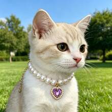 Pet Collar With Exquisite Heart Pendant And Sparkling Rhinestones, Luxurious Hip-Hop Style, Durable And Fade-Resistant, Fashionable Cuban Chain, Comfortable To Wear - Multicolor - View 9