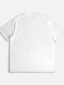 1 Pc Women's Vintage American Retro T-Shirt - Oversized Short Sleeve Casual Top With NO REGRET IN LIFE Print, Round Neck, Non-See-Through Fabric, Hand Wash, Summer T-Shirt, 180g 100% Cotton - 白色 - 查看 2