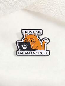Pin esmaltado "Confía en mí, soy un ingeniero", insignia con tema de programador, diseño de gato, accesorio de moda único, regalo perfecto para amantes de la tecnología - Naranja - Ver 5
